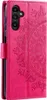 A pink flip case for a Samsung Galaxy A34 5G phone, featuring a mandala embossed design. Produktbild-Vorschau