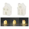 Casetta in ceramica a LED bianca 9 cm - Set di 3 - Anteprima dell’immagine prodotto 5