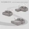 Modulares Cordsofa - 2-Sitzer mit 2 Hockern, Khaki-Hellgrau Produktbild-Vorschau 5