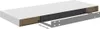 A white shelf with a black metal bracket partially installed and a separate gray bracket shown as an accessory. Anteprima dell’immagine prodotto
