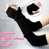 Fingerlose Armstulpen für Damen, dehnbare Winterhandschuhe Produktbild-Vorschau 4