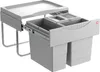 A pull-out kitchen waste bin system with multiple compartments, shown extended from a cabinet. Produktbild-Vorschau