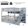 A diagram of a gray bunk bed with dimensions and specifications. Náhled obrázku produktu