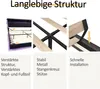 Collage of images showing bed frame details and text descriptions of features. Náhled obrázku produktu