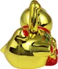 A golden Maneki-neko cat figurine, viewed from the back and side. Produktbild-Vorschau
