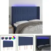 The Living Store LED Kopfteil Blau 147x16x118/128 cm Stoff Produktbild-Vorschau 1