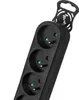 A close-up shot of a black power strip with multiple sockets. Produktbild-Vorschau