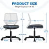 Product size chart for an office chair, showing dimensions and weight capacity. Produktbild-Vorschau
