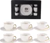 Set aus 6 Tassen mit Untertasse in Box ecru gestreift gold Produktbild-Vorschau 11