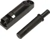 A black furniture door damper and its adapter are shown against a white background. Produktbild-Vorschau
