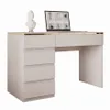A modern white desk with gold accents and a laptop, along with a bust decoration. Produktbild-Vorschau