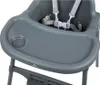 Close-up of a grey high chair tray with a cup holder and safety straps. Produktbild-Vorschau