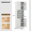 A dimension illustration of a tall white storage cabinet, with text and packaging boxes. Podgląd zdjęcia produktu