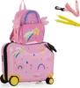 COSTWAY 2 pezzi valigia per bambini + zaino, trolley per Anteprima dell’immagine prodotto 1