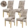 Stuhlhussen 4er Pack XL kühles Beige - Samt Stuhlbezug - Produktbild-Vorschau 1