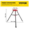 A red and black pipe vise stand with dimensions indicated by measurement lines and text. Náhled obrázku produktu