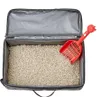 An open, portable cat litter box filled with litter, with a red litter scoop inside. Náhled obrázku produktu