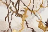 A close-up view of a rug with a marble-like pattern in beige, gold, and brown. Voir les images du produit