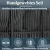 Close-up of woven rope material with feature icons and text. Anteprima dell’immagine prodotto