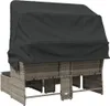 vidaXL Gartensofa 2-Sitzer mit Dach und Hockern Grau Poly Produktbild-Vorschau 6