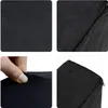 A collage of four close-up images showing the texture and details of a black U-shaped pillow, including a hand touching the fabric and a zipper. Produktbild-Vorschau