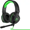 A product shot of a pair of black and green HP gaming headphones with a microphone. Náhled obrázku produktu