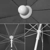 A collage of close-up images showing the details of a dark gray umbrella. Produktbild-Vorschau