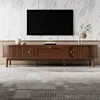 A modern wooden TV stand with a television mounted above it, set against a marble-patterned wall. Podgląd zdjęcia produktu