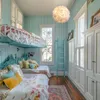 A bedroom with bunk beds, decorated in a light blue color scheme. Produktbild-Vorschau