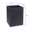 A dark gray square planter with dimensions indicated by text overlays. Produktbild-Vorschau