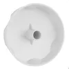 A top-down view of a white plastic drain stopper for a bathtub. Produktbild-Vorschau