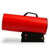 A red gas heater with a black base, shown from a side angle against a white background. Produktbild-Vorschau