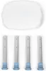 A white seat and four adjustable legs for a shower stool, laid out on a white background. Produktbild-Vorschau