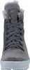 A close-up, front-facing view of a gray suede boot with faux fur trim and gray laces. Produktbild-Vorschau