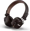 A pair of brown Marshall Major IV on-ear Bluetooth headphones shown from a diagonal angle against a white background. Podgląd zdjęcia produktu