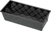 A black perforated rectangular baking pan, shown from a slightly elevated diagonal angle. Podgląd zdjęcia produktu