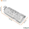 A stainless steel grill accessory with dimensions indicated. Anteprima dell’immagine prodotto