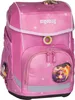 A pink ergobag school backpack with star patterns and character graphics. Voir les images du produit