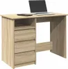A light brown wooden desk with a laptop and tablet on top, set against a white background. Anteprima dell’immagine prodotto