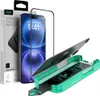 A product shot of an iPhone screen protector kit, including the packaging, the phone with the protector, and the application tool. Anteprima dell’immagine prodotto