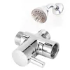 A shower head and a 3-way diverter valve are shown against a white background. Podgląd zdjęcia produktu