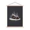 MuchoWow® Textilposter Auto - Weiß - Flammen - Vintage Produktbild-Vorschau 1
