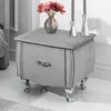 Eleganter Nachttisch EXTRAVAGANCIA 47cm silbergrau Samt Produktbild-Vorschau 1