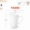 Filiżanki Wilmax 460 ml, białe, porcelanowe, zestaw 4 szt. Podgląd zdjęcia produktu 3