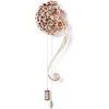 A wooden pendulum clock with intricate gears and a decorative pendulum. Produktbild-Vorschau