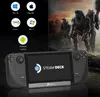 A Steam Deck handheld gaming console is shown in the foreground, with various operating system icons and a background image of soldiers in the background. Produktbild-Vorschau