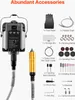 A collection of tools and accessories for a rotary tool, laid out against a white background with text labels. Voir les images du produit