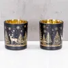 2er Set Teelichthalter Schwarz Gold Winter Landschaft Glas Produktbild-Vorschau 6