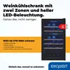 Promotional image for a black dual-zone wine cooler with LED lighting. Produktbild-Vorschau