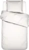 A white duvet cover and pillowcase set laid out on a white surface. Produktbild-Vorschau